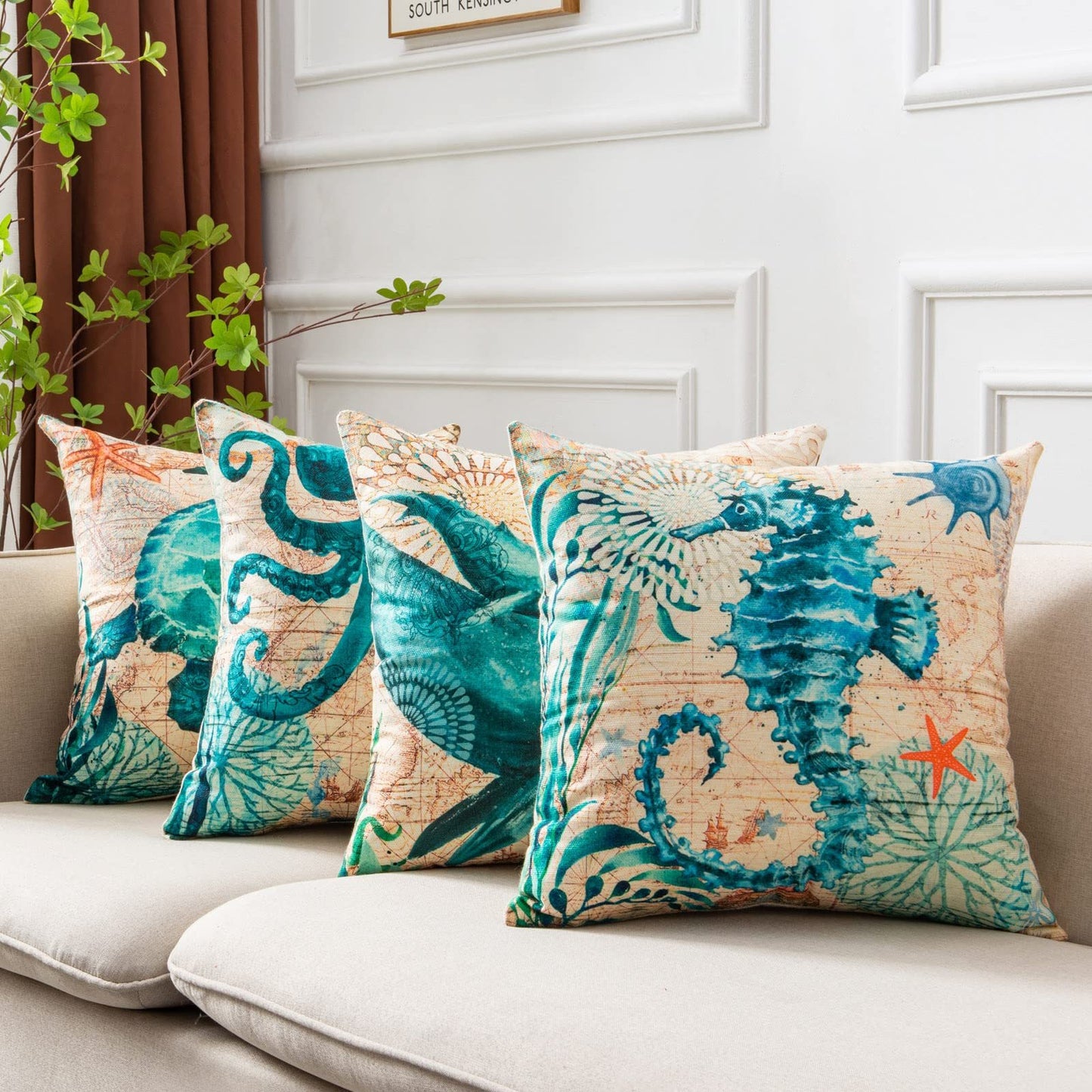 Housses de Coussin Tortue – Déco Bord de Mer