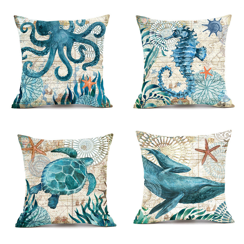 Housses de Coussin Tortue – Déco Bord de Mer