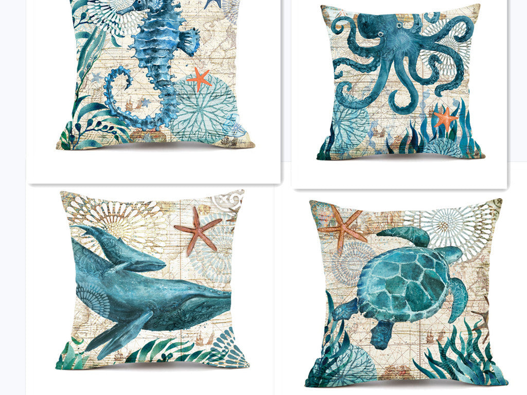 Housses de Coussin Tortue – Déco Bord de Mer