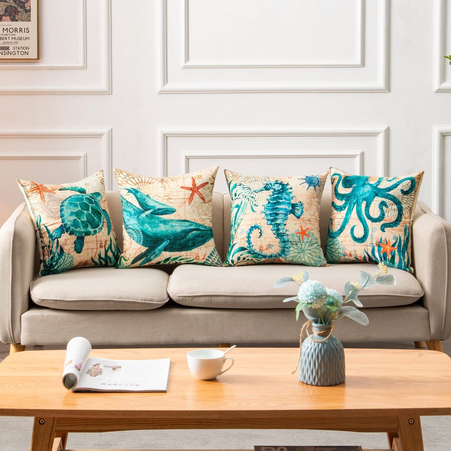 Housses de Coussin Tortue – Déco Bord de Mer