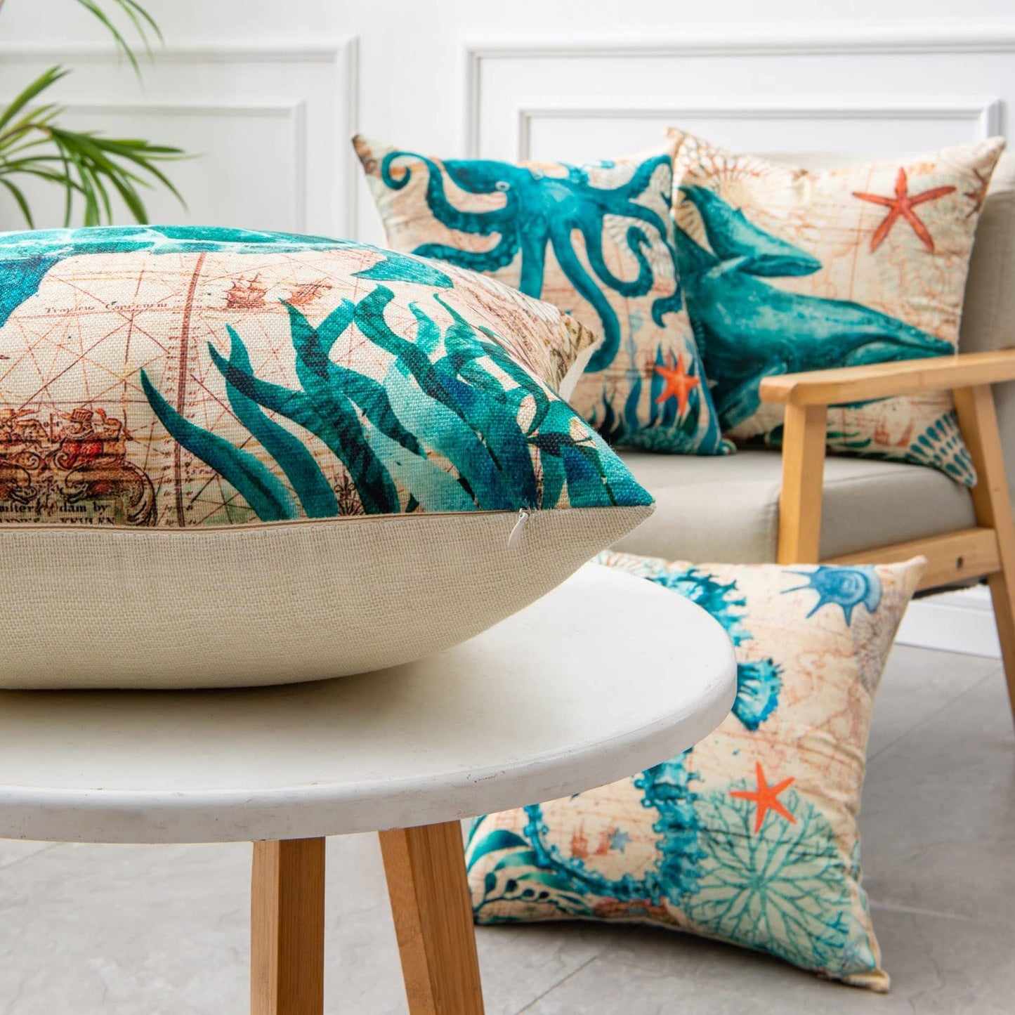 Housses de Coussin Tortue – Déco Bord de Mer