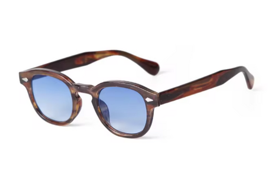 Lunettes de Soleil Marron Transparente avec Verres Bleus Teintés